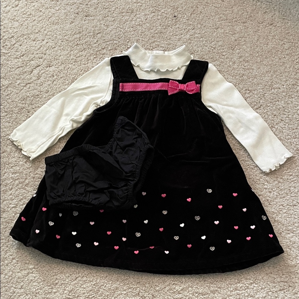 Infant Gymboree Black Velvet Jumper w/Matching Turtleneck Onesie